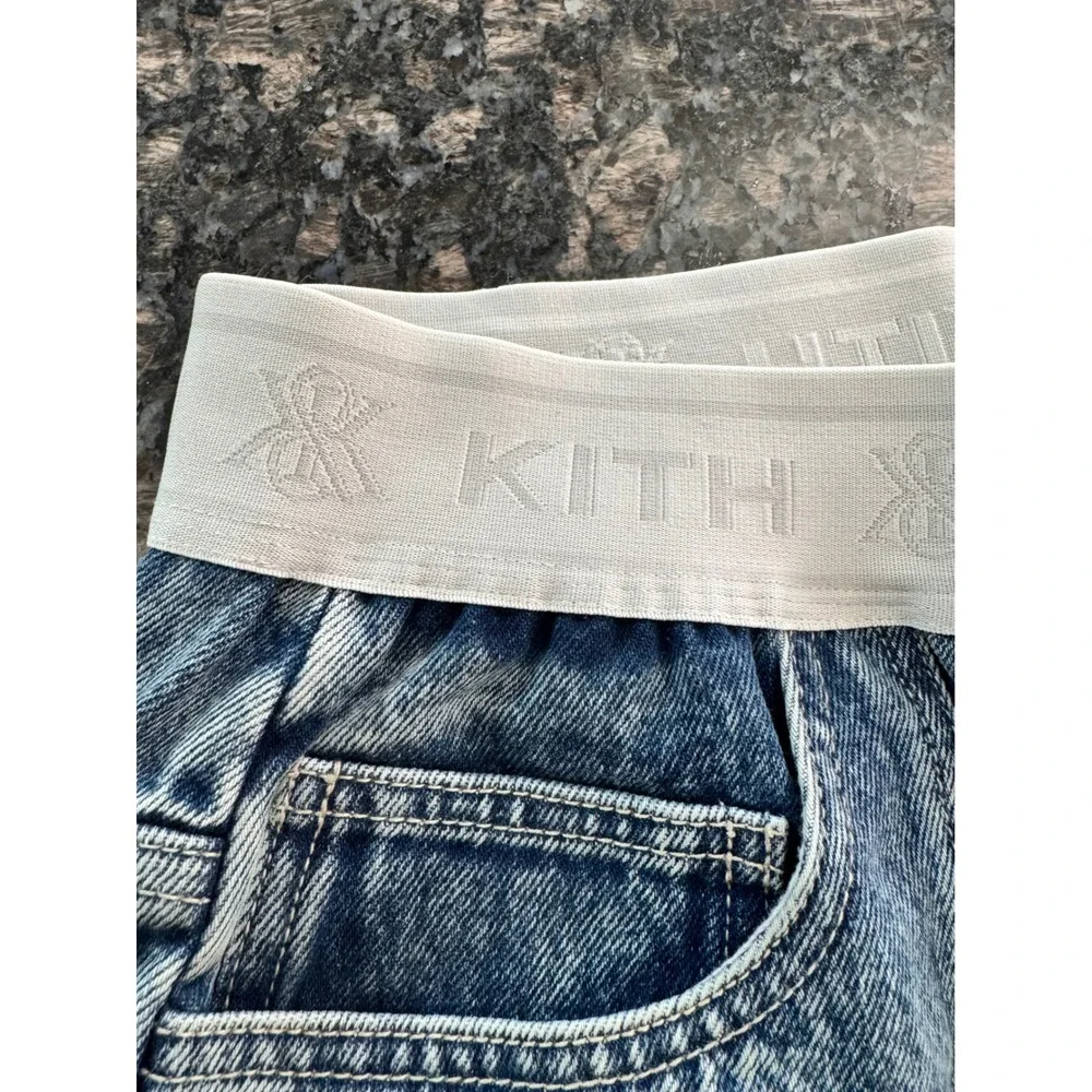 Kith Dana Logo Denim Pant Luka Wash Blue Wide Leg Jeans KHW060547-5078 Size 28 - Picture 8 of 16